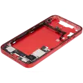 Mid-Frame Housing  W/ Charging Port Flex & Small Parts  For iPhone 14 (US Version) (Used OEM Pull: Grade B) (Red)