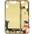 Mid-Frame Housing  W/ Charging Port Flex & Small Parts  For iPhone 14 (US Version) (Used OEM Pull: Grade B) (Yellow)