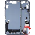 Mid-Frame Housing  W/ Charging Port Flex & Small Parts  For iPhone 14 (US Version) (Used OEM Pull: Grade C) (Blue)