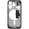 Mid-Frame Housing  W/ Charging Port Flex & Small Parts  For iPhone 15 Pro (EU / Global Version) (Used OEM Pull: Grade C) (Black Titanium)