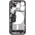 Mid-Frame Housing  W/ Charging Port Flex & Small Parts  For iPhone 15 Pro (EU / Global Version) (Used OEM Pull: Grade B) (Natural Titanium)