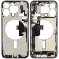 Mid-Frame Housing  W/ Charging Port Flex & Small Parts  For iPhone 15 Pro Max (US Version) (Used OEM Pull: Grade C) (White Titanium)
