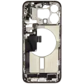 Mid-Frame Housing  W/ Charging Port Flex & Small Parts  For iPhone 15 Pro Max (US Version) (Used OEM Pull: Grade B) (White Titanium)