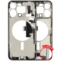 Mid-Frame Housing  W/ Charging Port Flex & Small Parts  For iPhone 15 Pro Max (US Version) (Used OEM Pull: Grade A) (White Titanium)