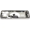 Mid-Frame Housing  W/ Charging Port Flex & Small Parts  For iPhone 15 Pro Max (US Version) (Used OEM Pull: Grade A) (White Titanium)