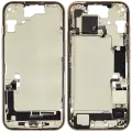 Mid-Frame Housing  W/ Charging Port Flex & Small Parts  For iPhone 15 (US Version) (Used OEM Pull: Grade C) (Yellow)