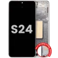 OLED Assembly With Frame For Samsung Galaxy S24 5G (US & International Version) (Used OEM Pull: Grade B/C) (Marble Grey)