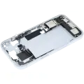 Mid-Frame Housing  W/ Charging Port Flex & Small Parts  For iPhone 15 (US Version) (Used OEM Pull: Grade B) (Blue)