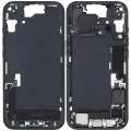 Mid-Frame Housing  W/ Charging Port Flex & Small Parts  For iPhone 15 (US Version) (Used OEM Pull: Grade C) (Black)