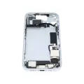 Mid-Frame Housing  W/ Charging Port Flex & Small Parts  For iPhone 15 (US Version) (Used OEM Pull: Grade A) (Blue)