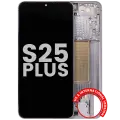 OLED Assembly With Frame For Samsung Galaxy S25 Plus 5G (US & International Version) (Used OEM Pull : Grade B) (Silver Shadow)