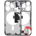 Mid-Frame Housing  W/ Charging Port Flex & Small Parts  For iPhone 15 Pro (US Version) (Used OEM Pull: Grade B) (White Titanium)