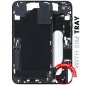 Mid-Frame Housing  W/ Charging Port Flex & Small Parts  For iPhone 16 Plus (EU / Global Version) (Used OEM Pull: Grade C) (Black)