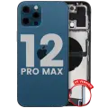 Back Housing W/ Charging Port Flex & Small Parts  For iPhone 12 Pro Max (US Version) (Used OEM Pull: Grade A) (Pacific Blue)