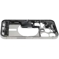 Mid-Frame Housing  W/ Charging Port Flex & Small Parts  For iPhone 15 Pro (US Version) (Used OEM Pull: Grade A) (White Titanium)