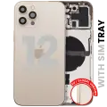 Back Housing W/ Small Parts For iPhone 12 Pro Max (EU / Global Version) (Used OEM Pull: Grade B) (Gold)