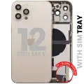 Back Housing W/ Charging Port Flex & Small Parts  For iPhone 12 Pro Max (EU / Global Version) (Used OEM Pull: Grade C) (Gold)