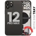 Back Housing W/ Charging Port Flex & Small Parts  For iPhone 12 Pro Max (EU / Global Version) (Used OEM Pull: Grade C) (Graphite)