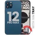Back Housing W/ Charging Port Flex & Small Parts  For iPhone 12 Pro Max (EU / Global Version) (Used OEM Pull: Grade C) (Pacific Blue)