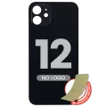 Back Glass With 3M Adhesive For iPhone 12 (No Logo / Large Camera Hole) (Black)