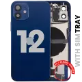 Back Housing W/ Charging Port Flex & Small Parts  For iPhone 12 (EU / Global Version) (Used OEM Pull: Grade C) (Blue)