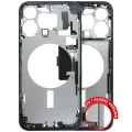 Mid-Frame Housing  W/ Charging Port Flex & Small Parts  For iPhone 15 Pro Max (EU / Global Version) (Used OEM Pull: Grade C) (Blue Titanium)