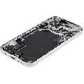 Back Housing W/ Charging Port Flex & Small Parts Compatible For iPhone 17 Pro Max (EU / Global Version) (Used OEM Pull: Grade A) (Silver)