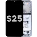 OLED Assembly With Frame For Samsung Galaxy S25 5G (US & International Version) (Used OEM Pull: Grade B) (Silver Shadow)