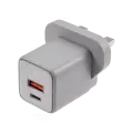 AmpSentrix 30W 2-in-1 USB-C / USB-A Wall Adapter (220V / UK Plug) (Natural Titanium)