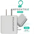 AmpSentrix 20W Dual-Port (USB-C + USB-A) Wall Adapter