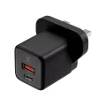 AmpSentrix 30W 2-in-1 USB-C / USB-A Wall Adapter (220V / UK Plug) (Black Titanium)