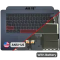 Top Case with Battery and Keyboard (ANSI US) For MacBook Air 15" A3241 (2025) (Used OEM Pull: Grade B) (Midnight)