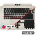 Top Case with Battery and Keyboard (ANSI US) For MacBook Air 15" A3241 (2025) (Used OEM Pull: Grade A) (Starlight)