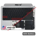 Top Case with Battery and Keyboard (ANSI US) For MacBook Pro 14" A2442 (2021) / A2779 (2023) (Genuine OEM) (Silver)