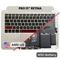 Top Case with Battery and Keyboard (ANSI US) For MacBook Pro 13" A1502 (2015) (OEM New) (Silver)