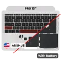 Top Case with Battery and Keyboard (ANSI US) For MacBook Pro 13" A1708 (2016) (Used OEM Pull: Grade A) (Silver)