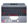 Top Case with Keyboard (ANSI US) and Microphone For MacBook 12" A1534 (2016-2017) (Used OEM Pull: Grade B/C) (Space Gray)