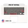 Top Case with Keyboard (ANSI US) and Microphone For MacBook Pro 15" A1398 (2013-2014) (Used OEM Pull: Grade A)