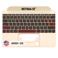 Top Case with Keyboard (ANSI US) and Microphone For MacBook 12" A1534 (2016-2017) (Used OEM Pull: Grade A) (Gold)