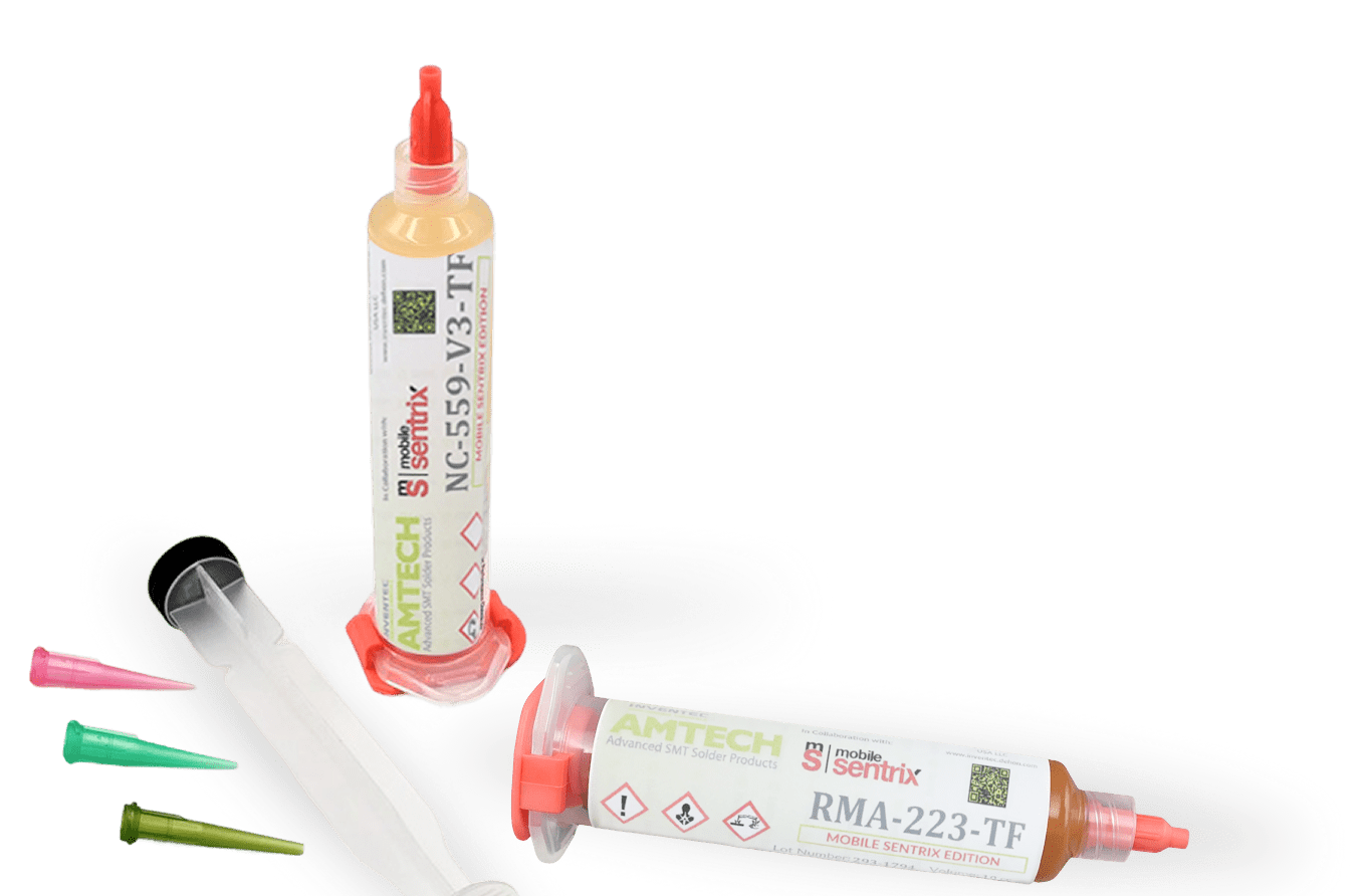 AMTECH NC-559-V3-TF and RMA-223-TF flux syringes