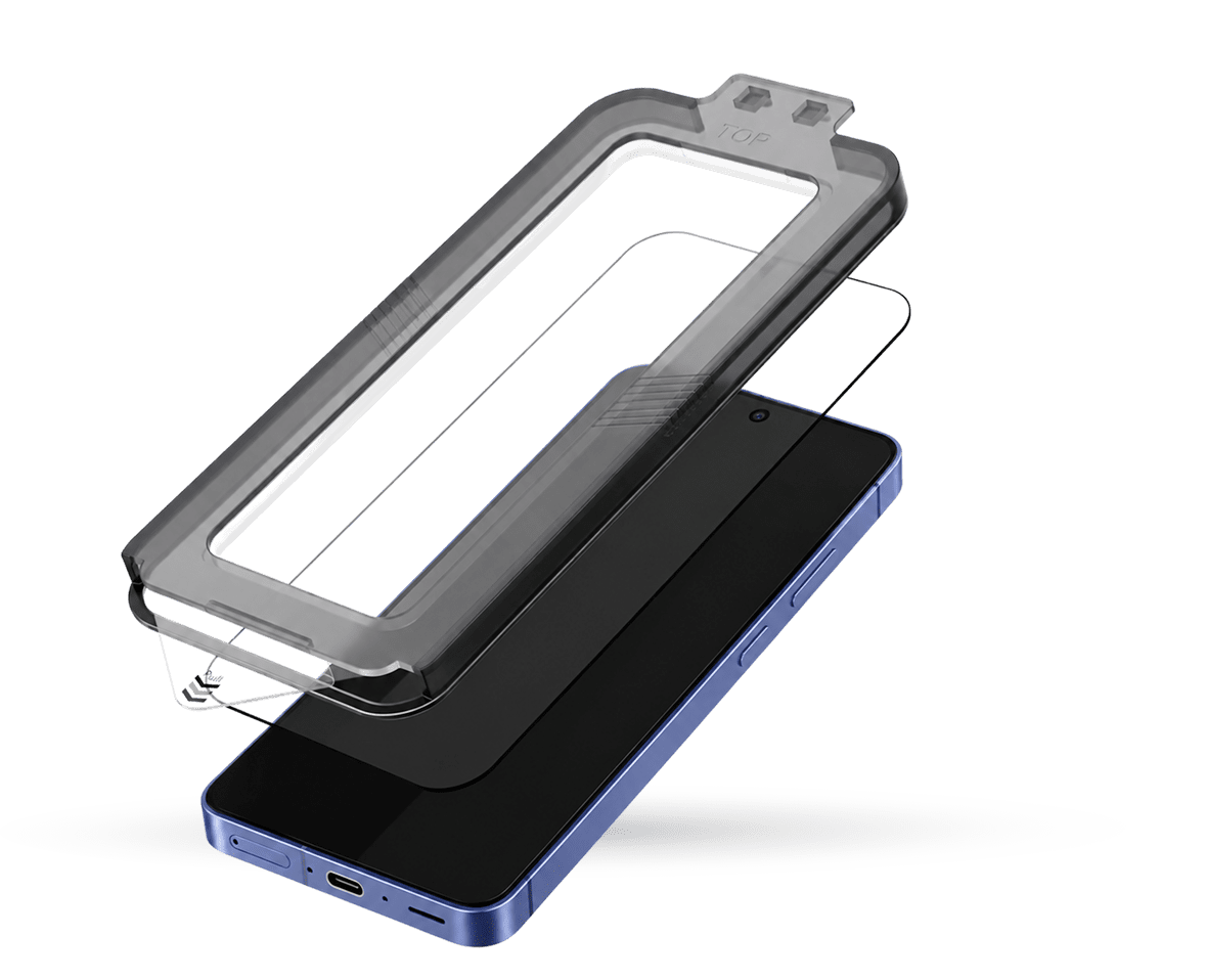 Casper Snap tempered glass with alignment frame on a Samsung Galaxy S series phone